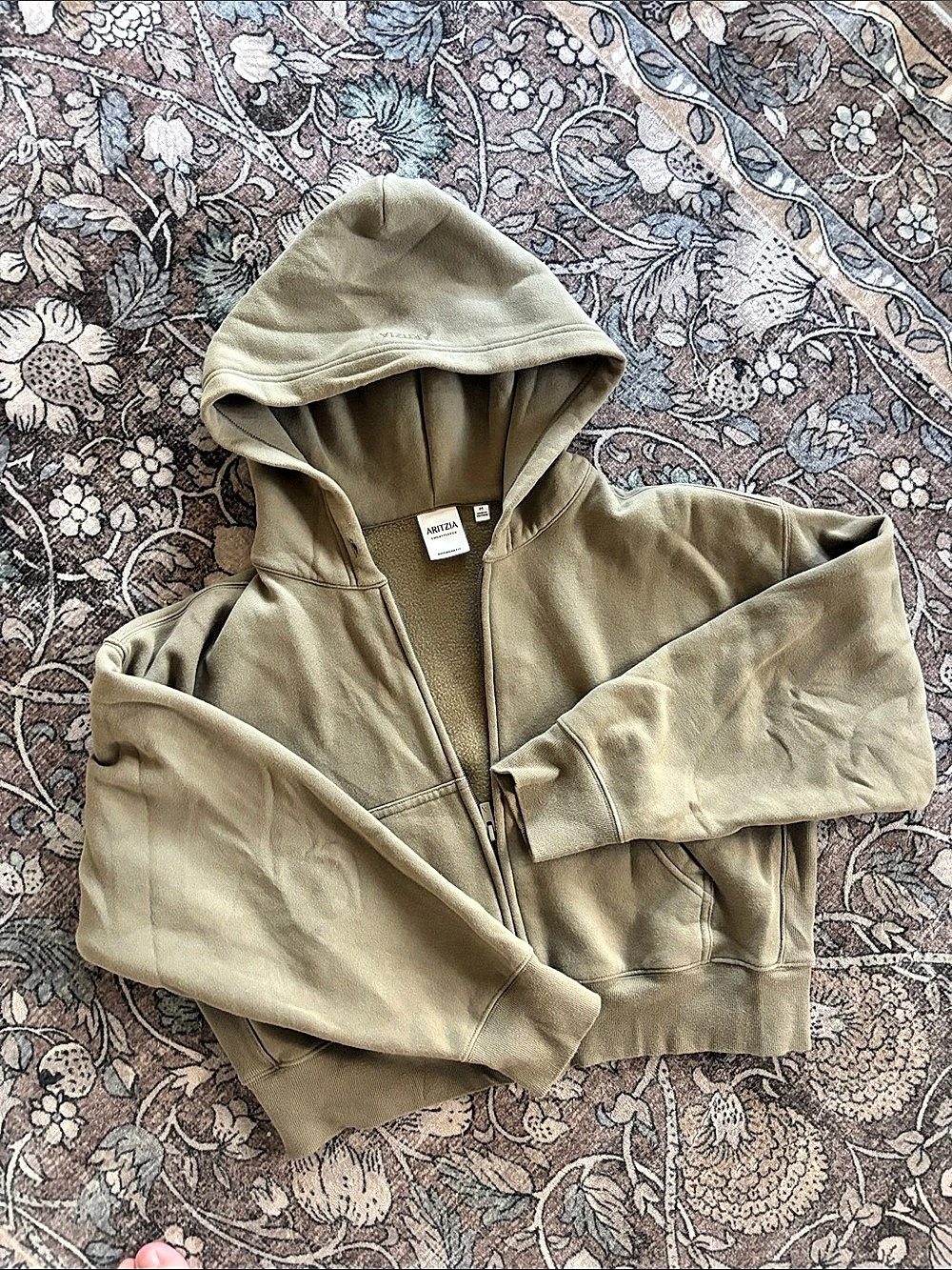 ARITZIA Cozy Sweatfleece Boyfriend Zip Hoodie Green